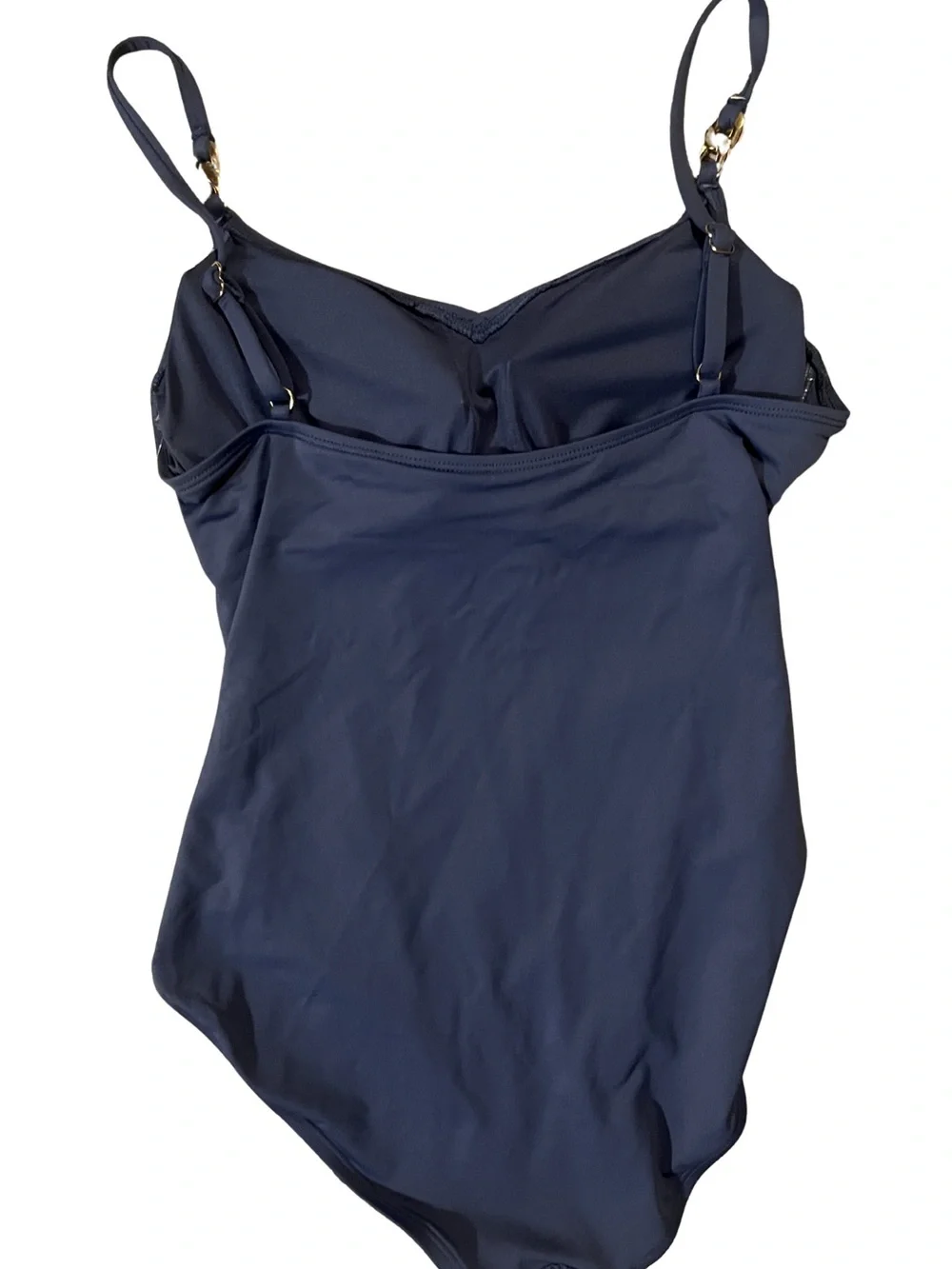 NWT Michael Kors One-Piece Ruched Gold Hardware Swimsuit | Chambry | Size 10 - Picture 3 of 9
